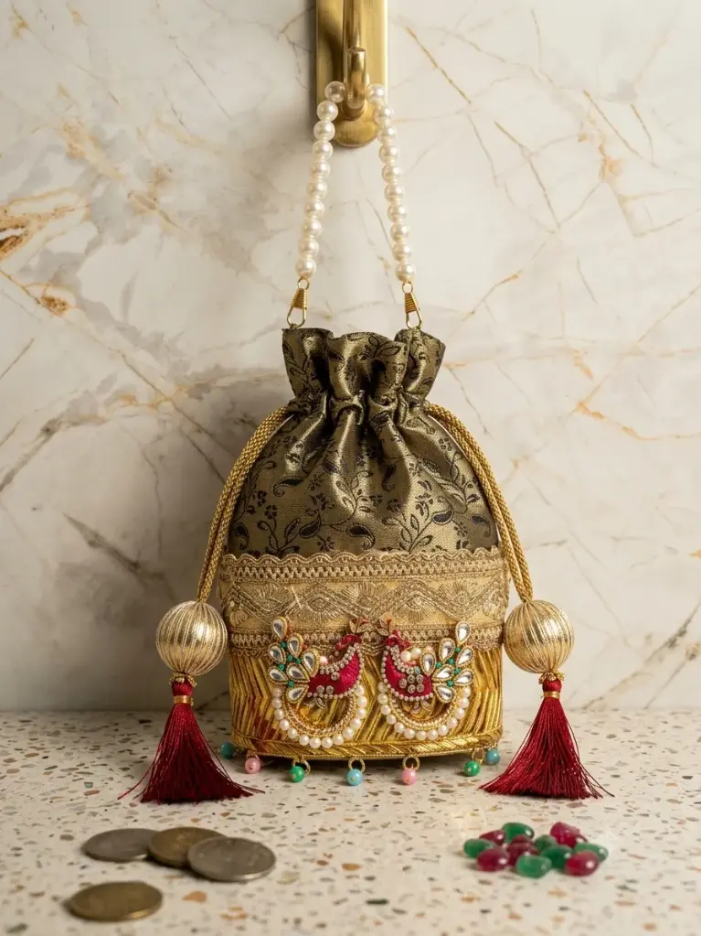 Premium quality Brass golden potli bag