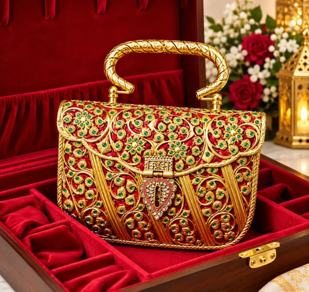 Brass golden meena clutch